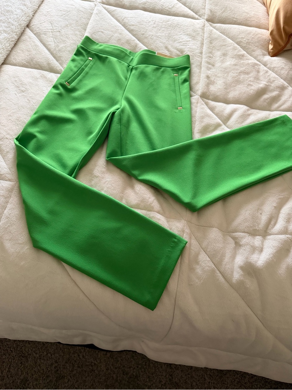 NWT, Michael Kors, Bright Green Straight-Leg Pants, size S